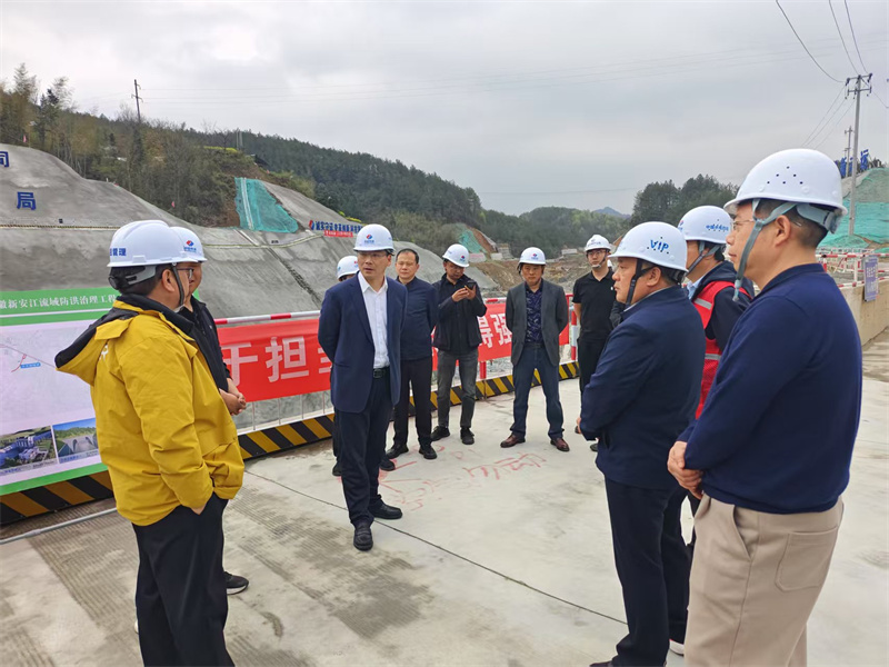 3月27日，县长王奇勇带队调研防洪工程项目建设情况，乐竞平台党委书记、董事长洪筱明，副总经理张高峰陪同调研。.jpg